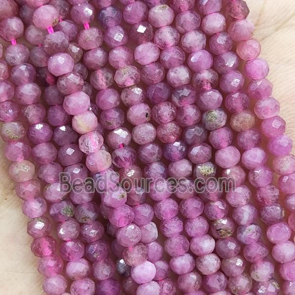 Natural Pink Tourmaline Beads Faceted Rondelle