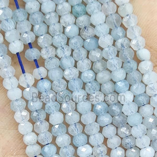Natural Aquamarine Beads A-Grade Faceted Rondelle Tiny Blue