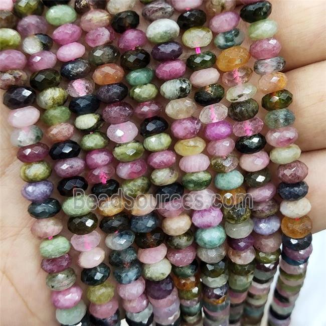 Natural Tourmaline Beads Multicolor Faceted Rondelle