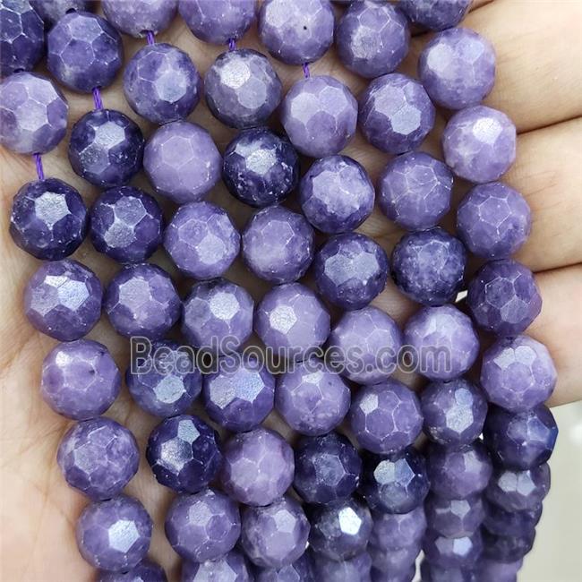 Purple Lepidolite Beads Faceted Round