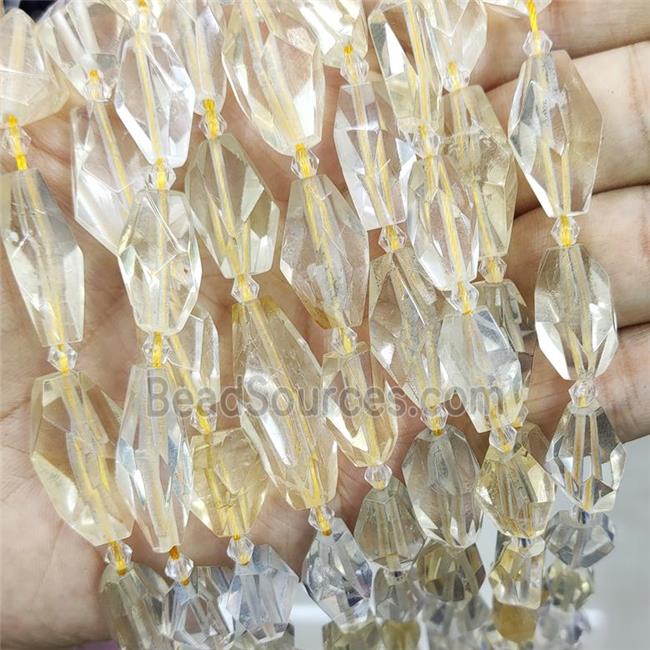 Lemon Quartz Nugget Beads Graduated Faceted Freeform