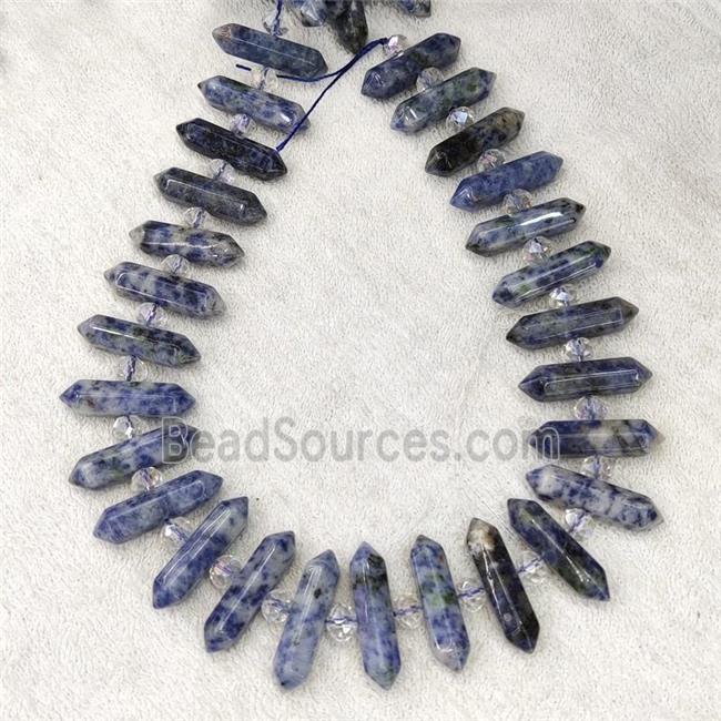 Blue Dalmatian Jasper Bullet Beads