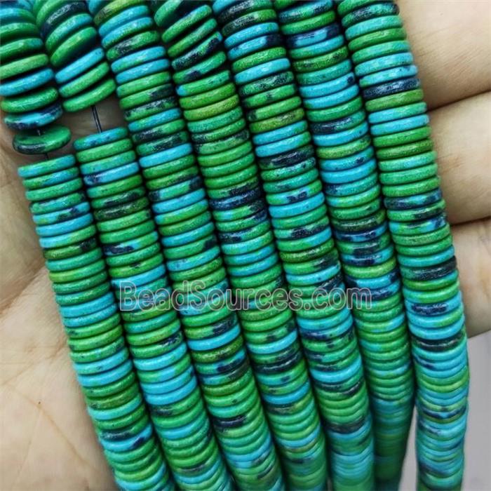 Oxidative Agate Heishi Spacer Beads Green