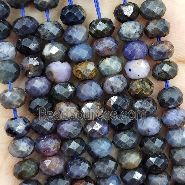 Natural Sapphire Beads Darkblue Faceted Rondelle