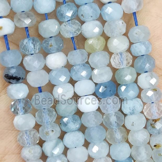 Natural Aquamarine Beads Blue Faceted Rondelle