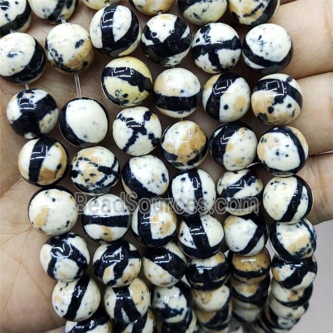 Synthetic Rainforest Jasper Beads Smooth Round Black Yellow