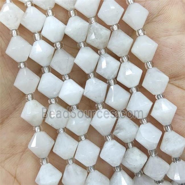 White Moonstone Beads Bicone