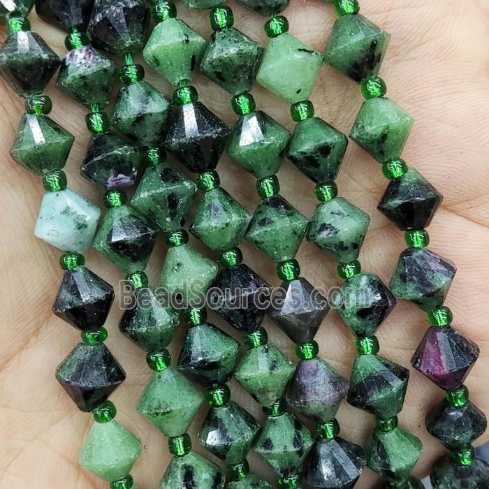Ruby Zoisite Beads Bicone Green