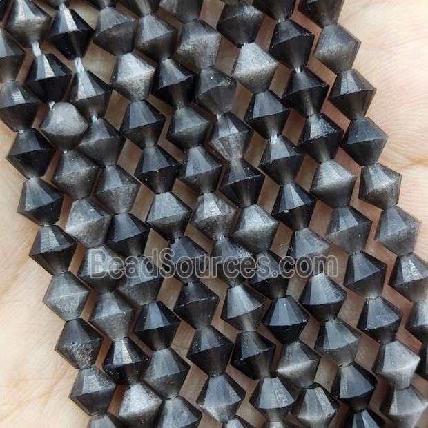 Gold Obsidian Beads Black Bicone