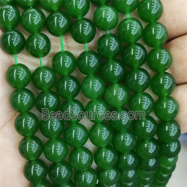 Green Canadian Chrysoprase Beads Treated Smooth Round