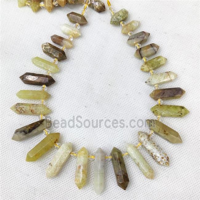 Natural Yellow Opal Bullet Beads Topdrilled Graduated