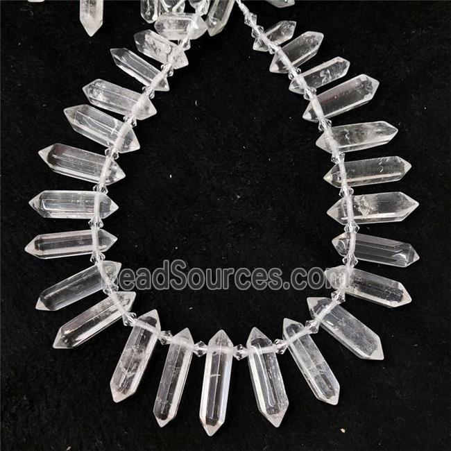 Clear Quartz Bullet Beads Topdrilled Graduated