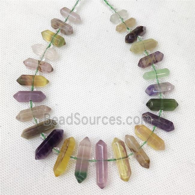 Natural Fluorite Bullet Beads Energy Prism Graduated