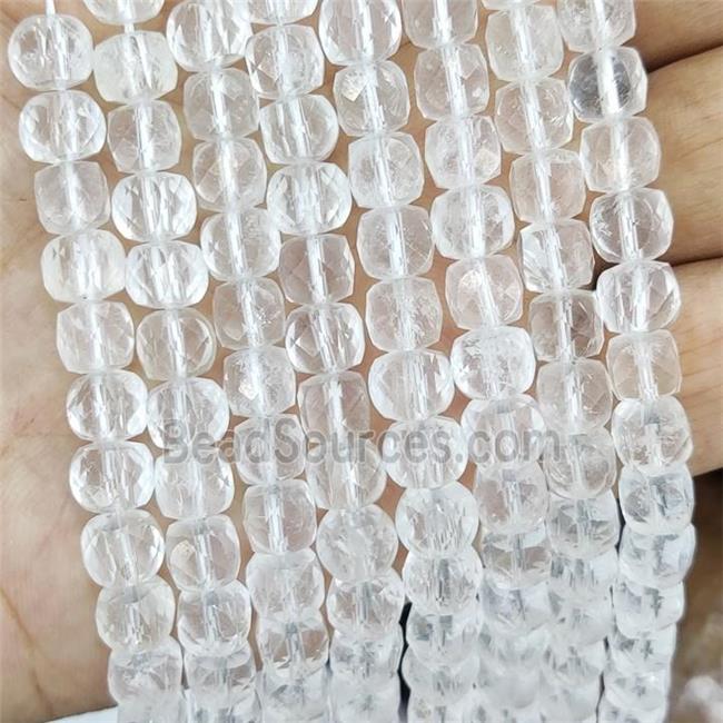 Natural Clear Quartz Beads Faceted Cube