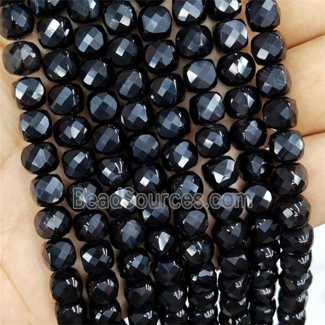 Natural Black Onyx Agate Beads Faceted Cube