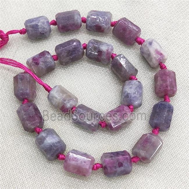 Natural Pink Tourmaline Column Beads Faceted