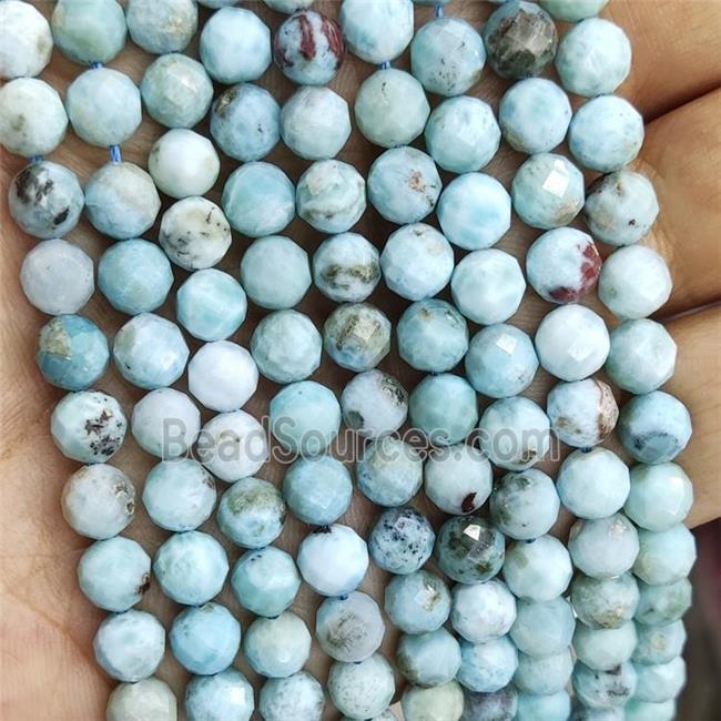 Natural Larimar Beads Faceted Round A-Grade