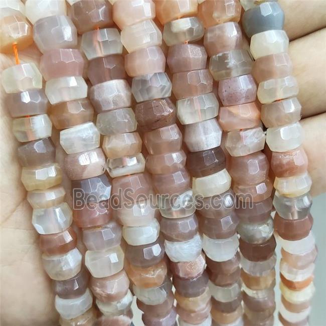 Natural Moonstone Beads Multicolor Faceted Rondelle