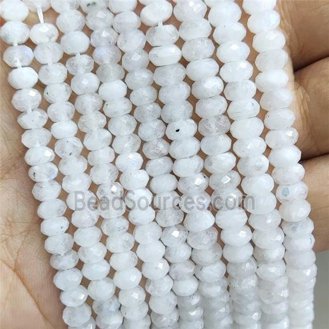 Natural White Moonstoen Beads Faceted Rondelle