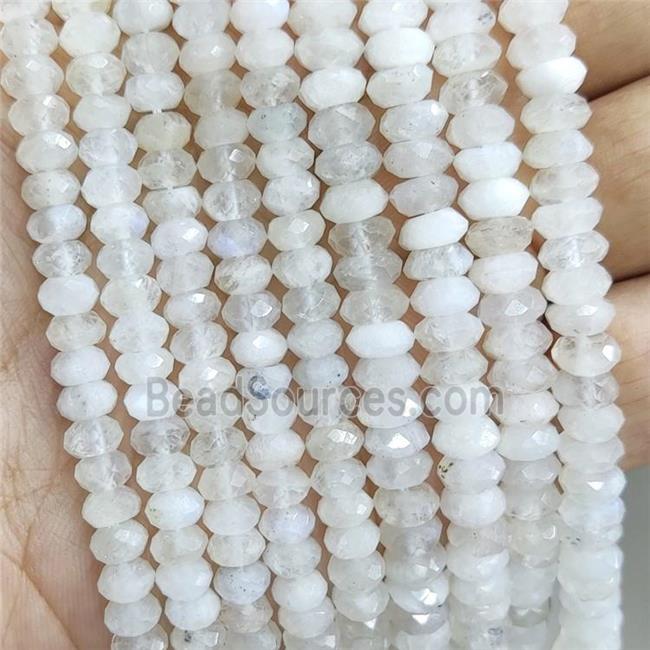 Natural White Moonstoen Beads Faceted Rondelle