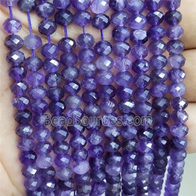 Natural Amethyst Beads Purple Faceted Rondelle