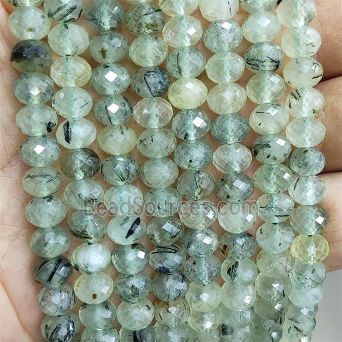 Natural Prehnite Beads Green Faceted Rondelle