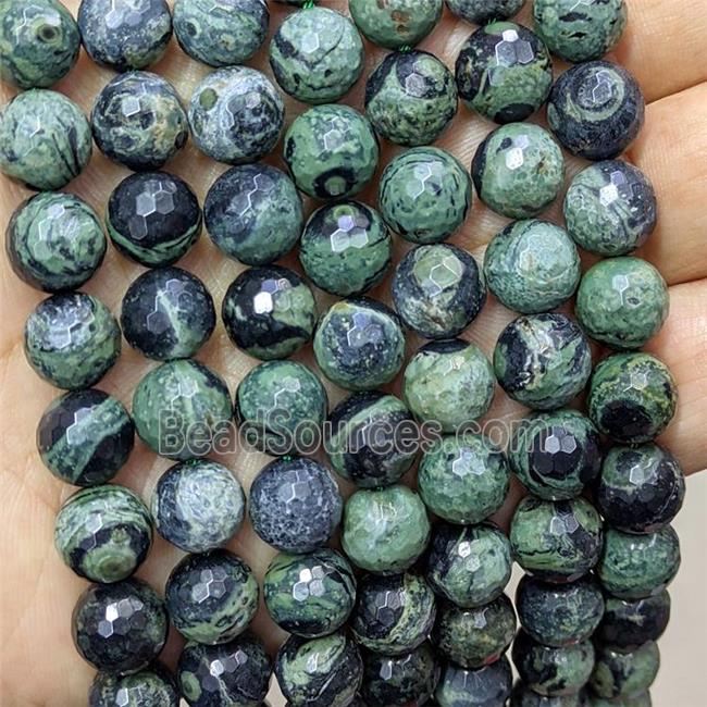 Natural Kambaba Jasper Beads Green Faceted Round