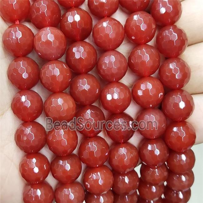 Natural Red Carnelian Agate Beads Faceted Round A-Grade