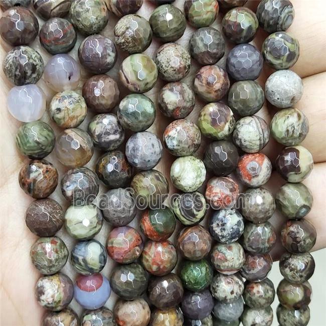 Natural Ocean Jasper Beads Green Faceted Round