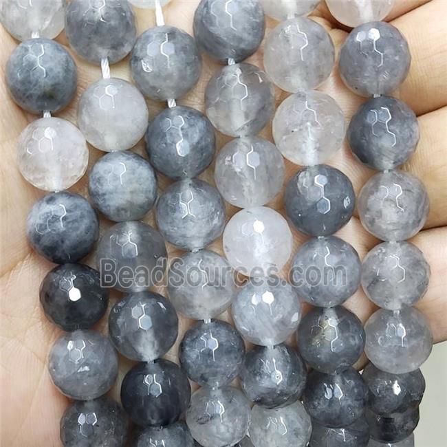 Gray Cloudy Quartz Beads Faceted Round