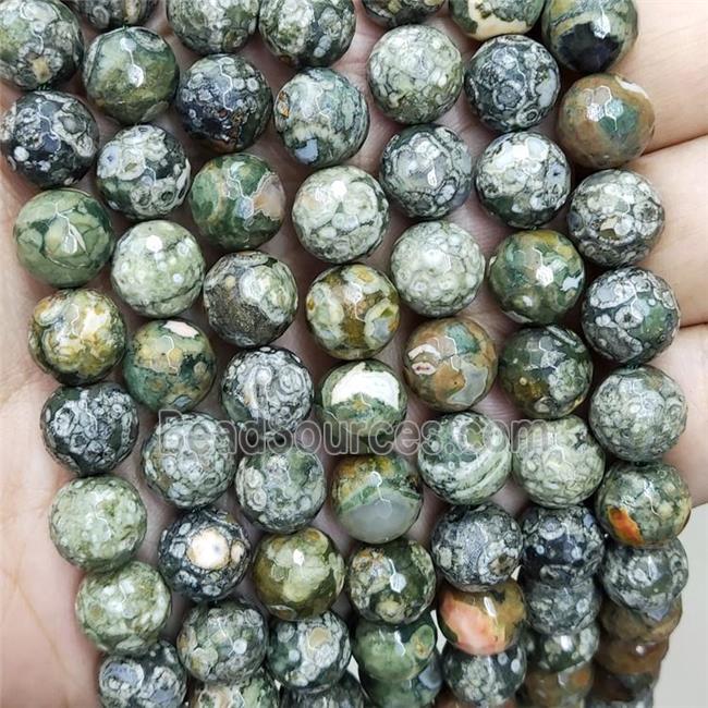 Green Rhyolite Beads Faceted Round