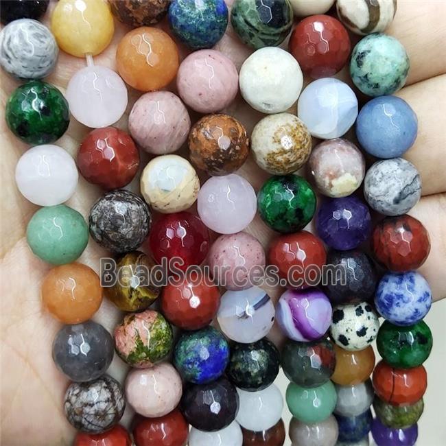 Mix Gemstone Beads Multicolor Faceted Round