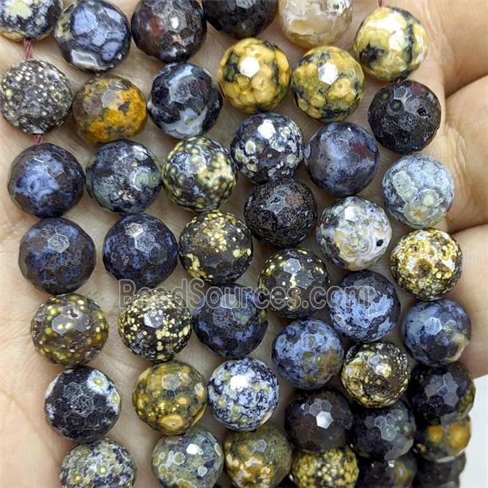 Natural Blue Ocean Agate Beads Faceted Round