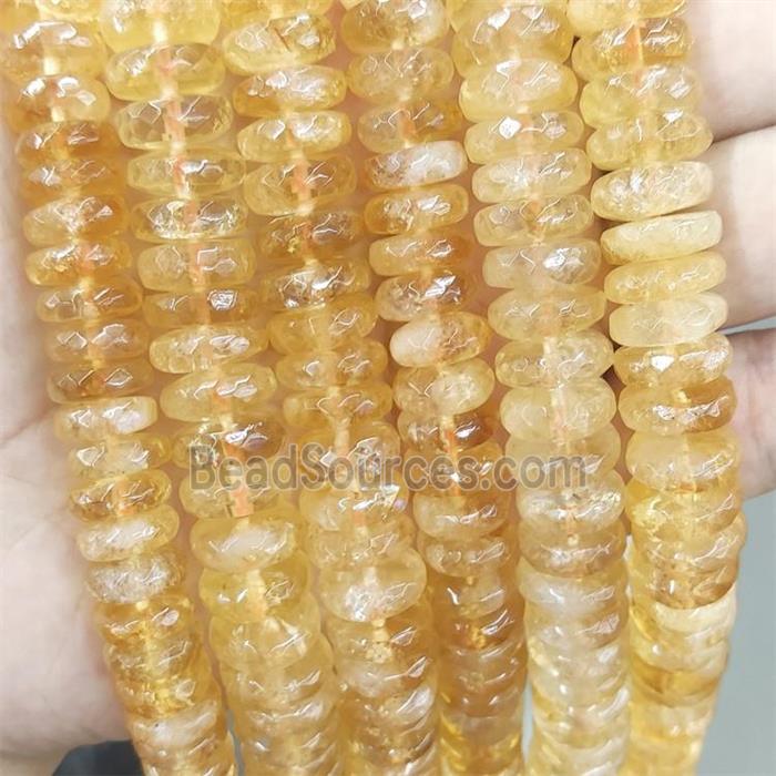 Natural Citrine Beads Faceted Rondelle Yellow