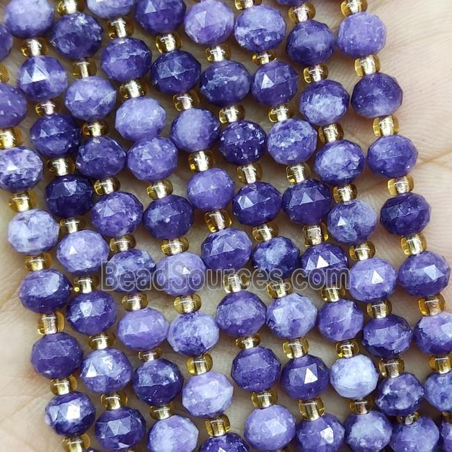 Natural Lepidolite Beads Purple Cut Rondelle