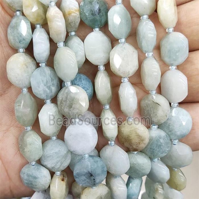 Natural Aquamarine Beads Blue Faceted Circle