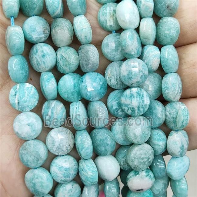 Natural Green Amazonite Beads Faceted Circle