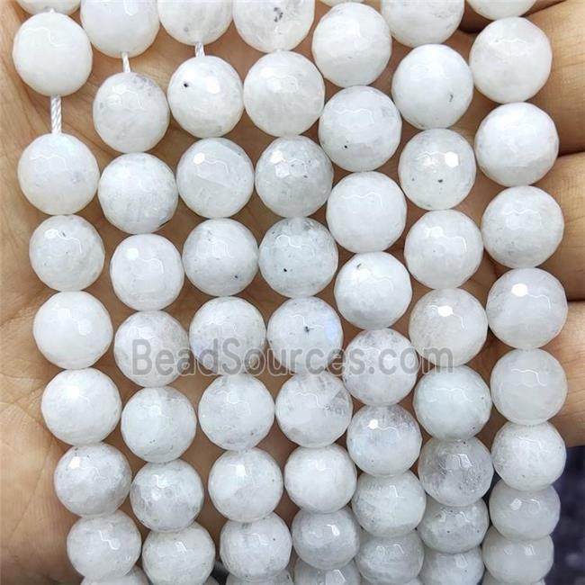 Natural White Moonstone Beads Faceted Round