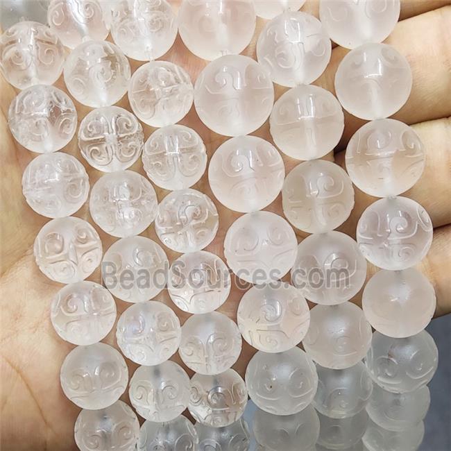 Natural Clear Quartz Beads Round Carved