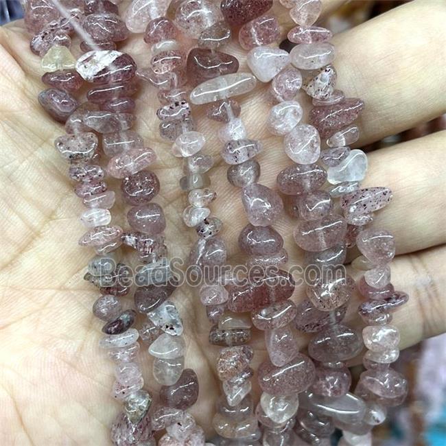 Natural Pink Strawberry Quartz Beads Chip Freeform