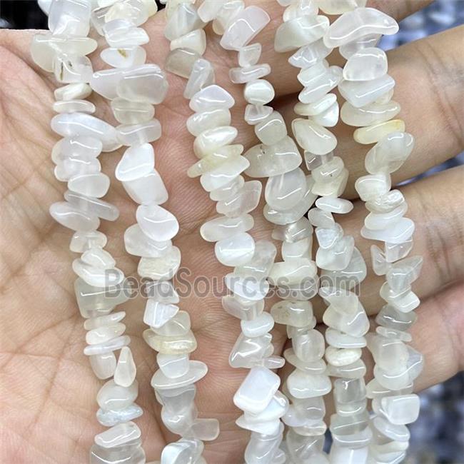 Natural Moonstone Chips Beads Gray Freeform