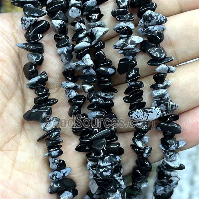 Natural Snowflake Jasper Beads Chip Black Freeform