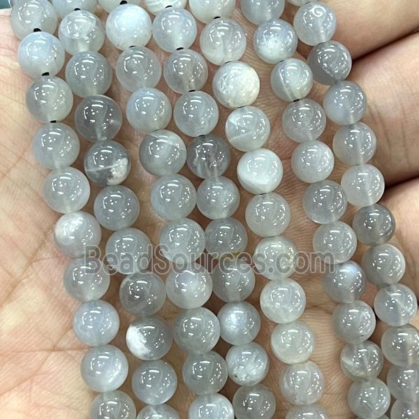 Natural Gray Moonstone Beads Smooth Round