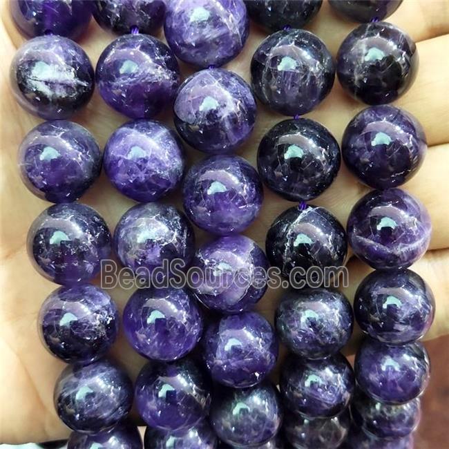 Natural Amethyst Beads Purple Smooth Round