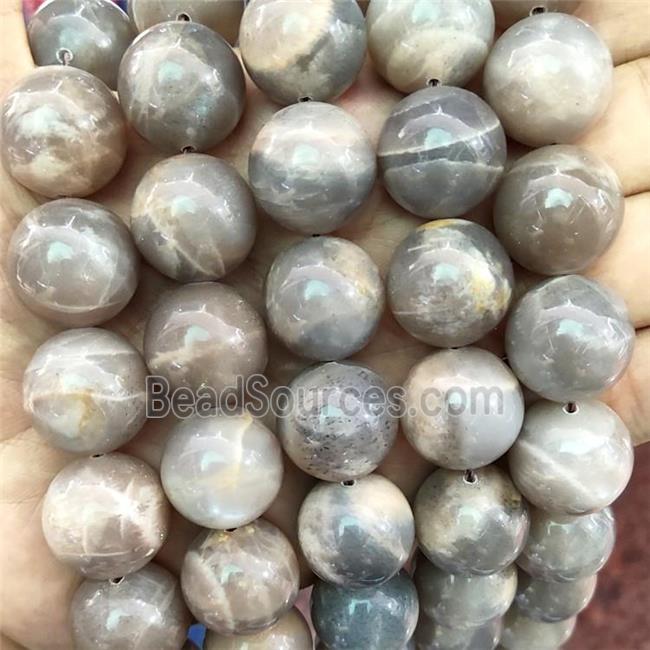 Natural Gray Moonstone Beads Smooth Round