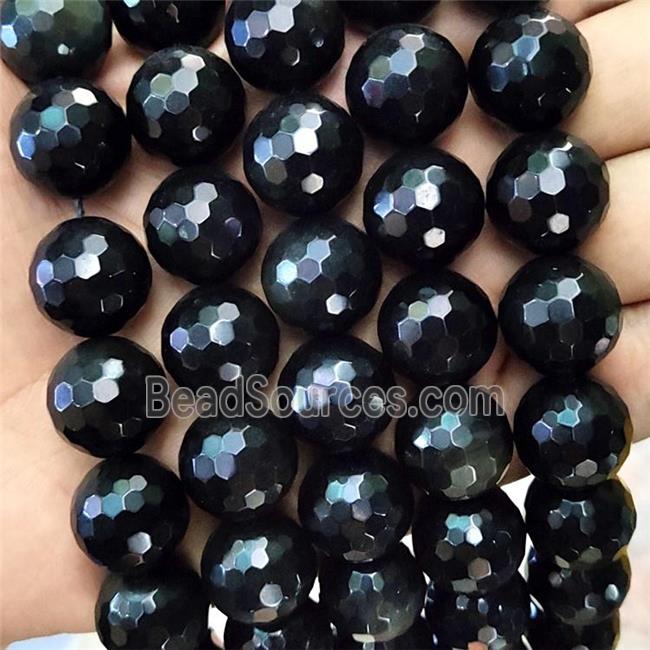 Natural Black Obsidian Beads Faceted Round