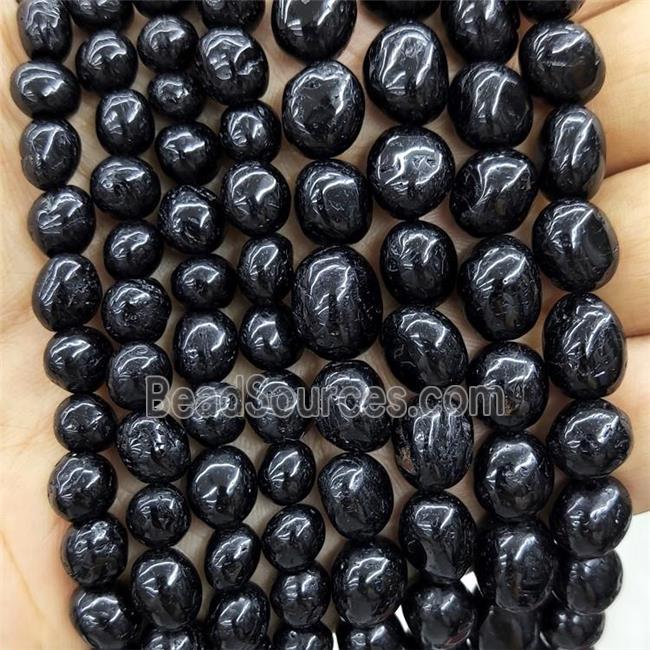 Natural Black Tourmaline Chips Beads Freeform Polished