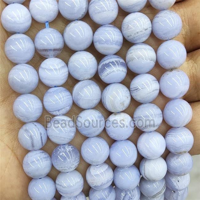 Natural Blue Lace Agate Beads Smooth Round