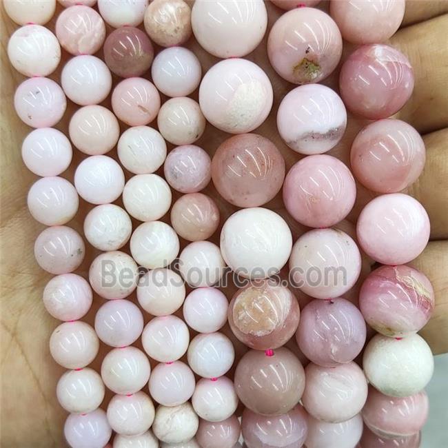 Natural Pink Opal Beads Smooth Round