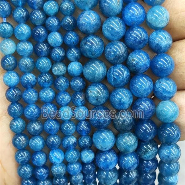 Natural Blue Apatite Beads Smooth Round